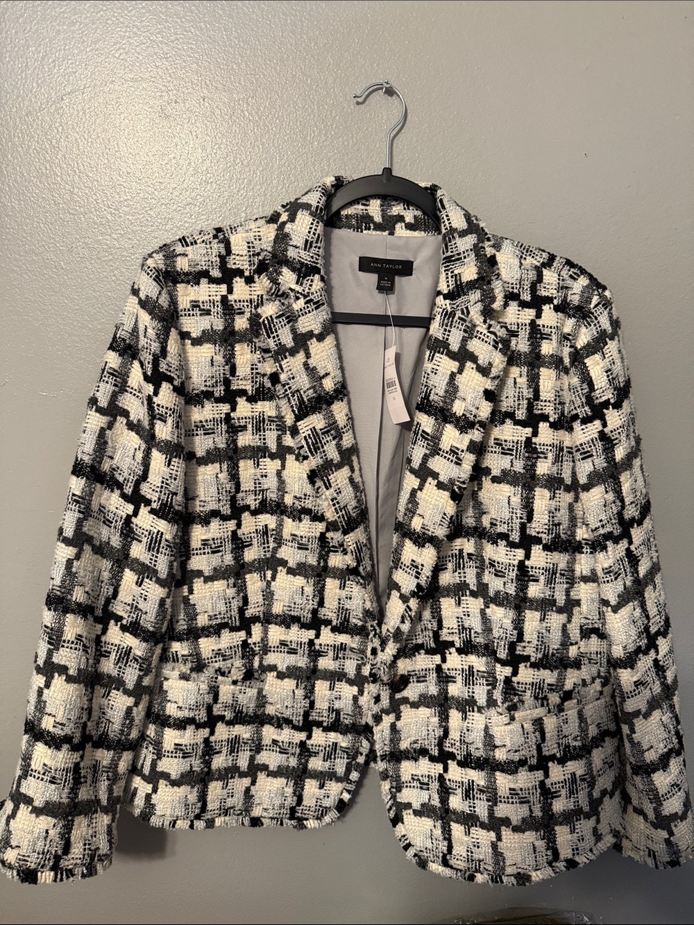 Ann Taylor Black, White & Cream Tweed Blazer